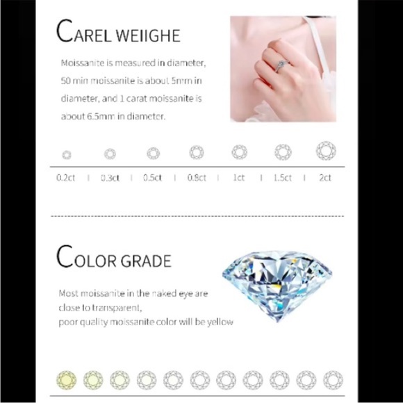 NWOT Genuine 3ct Moissanite necklace 16” to 18” GRA certificate included - Picture 7 of 9